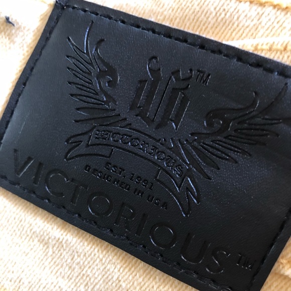 Victorious YELLOW Men's Skinny Fit Stretch Denim Jeans - Picture 5 of 7